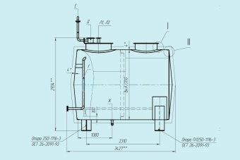 Чертеж Резервуар горизонтальный РГС-10 м3